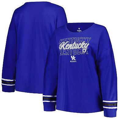 Women's Profile Royal Kentucky Wildcats Plus Size Triple Script Scoop Neck Long Sleeve T-Shirt