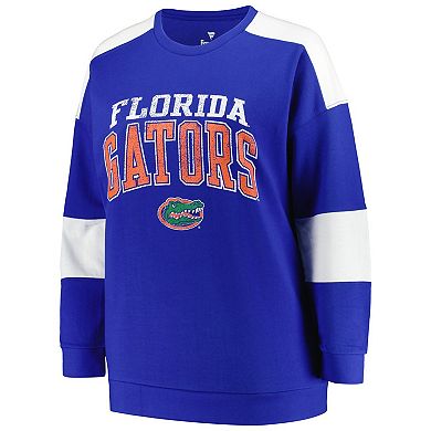Women's Profile Royal Florida Gators Plus Size Striped Pullover Sweatshirt