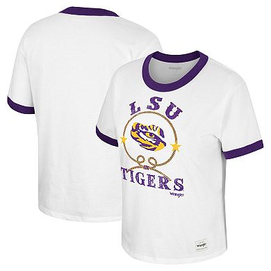 Women's Colosseum x Wrangler White LSU Tigers Freehand Ringer T-Shirt