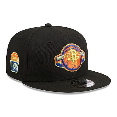Men's New Era Black Houston Rockets Neon Pop 9FIFTY Snapback Hat