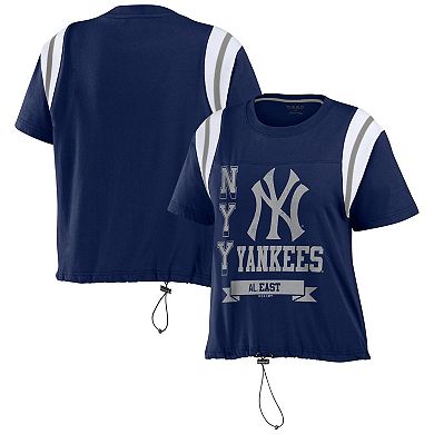 Women's WEAR by Erin Andrews Navy New York Yankees Cinched Colorblock T-Shirt