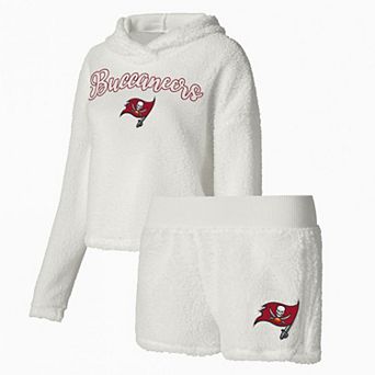 Women's Concepts Sport White Tampa Bay Buccaneers Fluffy Pullover Sweatshirt & Shorts Sleep Set