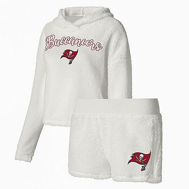 Women's Concepts Sport White Tampa Bay Buccaneers Fluffy Pullover Sweatshirt & Shorts Sleep Set