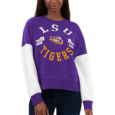 Women's G-III 4Her by Carl Banks Purple/White LSU Tigers Team Pride Colorblock Pullover Sweatshirt