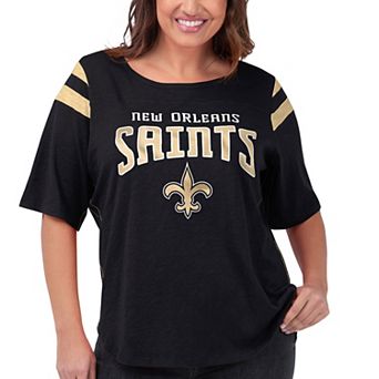 Women's G-III 4Her by Carl Banks Black New Orleans Saints Plus Size Linebacker Short Sleeve T-Shirt