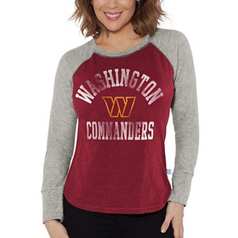 Women's G-III 4Her by Carl Banks Burgundy/Heather Gray Washington Commanders Waffle Knit Raglan Long Sleeve T-Shirt