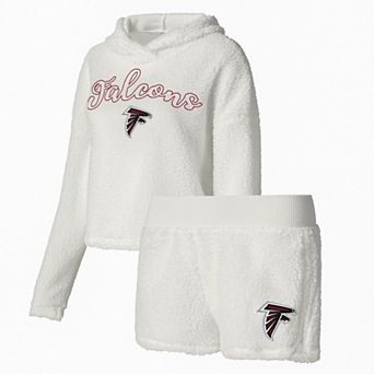 Women's Concepts Sport White Atlanta Falcons Fluffy Pullover Sweatshirt & Shorts Sleep Set