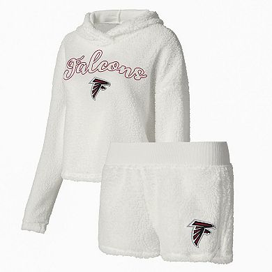 Women's Concepts Sport  White Atlanta Falcons Fluffy Pullover Sweatshirt & Shorts Sleep Set
