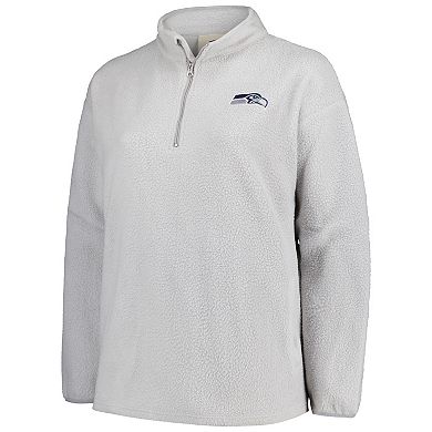 Women's Profile Gray Seattle Seahawks Plus Size Sherpa Quarter-Zip Jacket