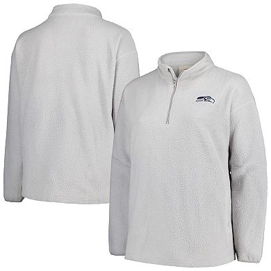 Women's Profile Gray Seattle Seahawks Plus Size Sherpa Quarter-Zip Jacket