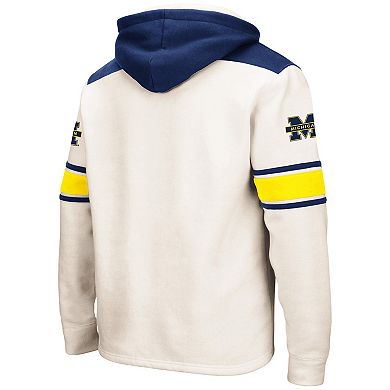 Men's Colosseum Cream Michigan Wolverines Big & Tall Hockey Lace-Up Pullover Hoodie