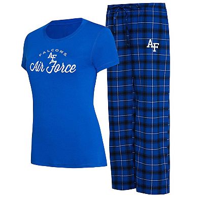 Women's Concepts Sport Royal/Black Air Force Falcons Arctic T-Shirt & Flannel Pants Sleep Set