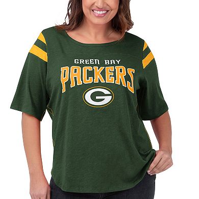 Women's G-III 4Her by Carl Banks Green Green Bay Packers Plus Size Linebacker Short Sleeve T-Shirt