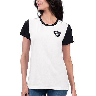 Women's G-III 4Her by Carl Banks White/Black Las Vegas Raiders Fashion Illustration T-Shirt