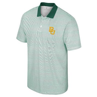 Men's Colosseum White/Green Baylor Bears Print Stripe Polo