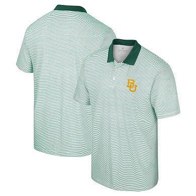 Men's Colosseum White/Green Baylor Bears Print Stripe Polo