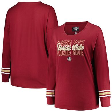 Women's Profile Garnet Florida State Seminoles Plus Size Triple Script Scoop Neck Long Sleeve T-Shirt