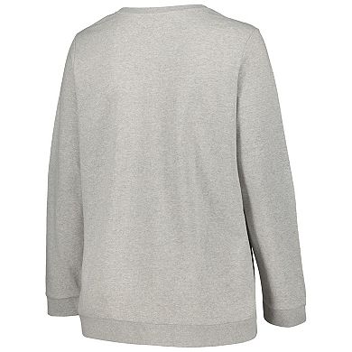Women's Profile Heather Gray Wisconsin Badgers Plus Size Side Stripe Pullover Sweatshirt