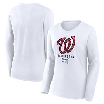 Women's Fanatics Branded White Washington Nationals Long Sleeve T-Shirt
