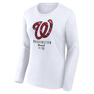 Women's Fanatics Branded White Washington Nationals Lightweight Fitted Long Sleeve T-Shirt