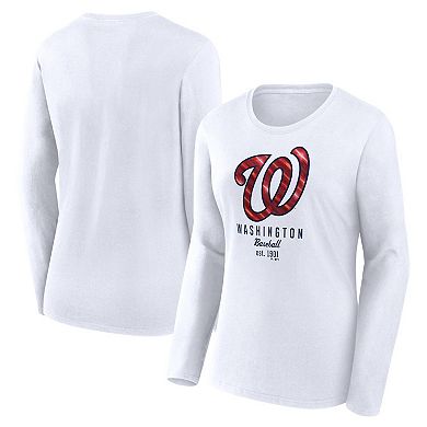 Women's Fanatics Branded White Washington Nationals Lightweight Fitted Long Sleeve T-Shirt