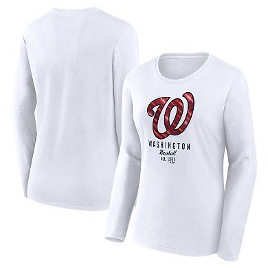 Women's Fanatics Branded  White Washington Nationals Long Sleeve T-Shirt