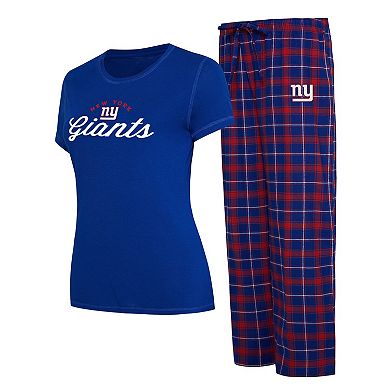 Women's Concepts Sport Royal/Red New York Giants Arctic T-Shirt & Flannel Pants Sleep Set