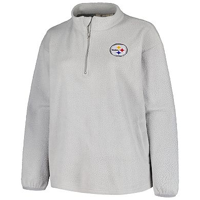 Women's Profile Gray Pittsburgh Steelers Plus Size Sherpa Quarter-Zip Jacket