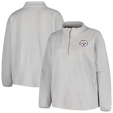 Women's Profile Gray Pittsburgh Steelers Plus Size Sherpa Quarter-Zip Jacket