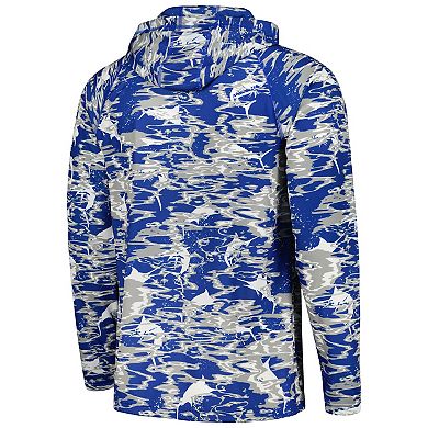 Men's Columbia Royal Kentucky Wildcats PFG Terminal Tackle Omni-Shade Rippled Long Sleeve Hooded T-Shirt
