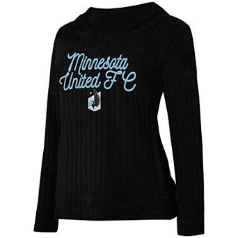 Women's Concepts Sport Black Minnesota United FC Linger Long Sleeve Hooded Top