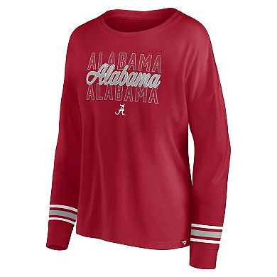 Women's Profile Crimson Alabama Crimson Tide Plus Size Triple Script Scoop Neck Long Sleeve T-Shirt