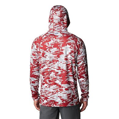 Men's Columbia Crimson Alabama Crimson Tide PFG Terminal Tackle Omni-Shade Rippled Long Sleeve Hooded T-Shirt