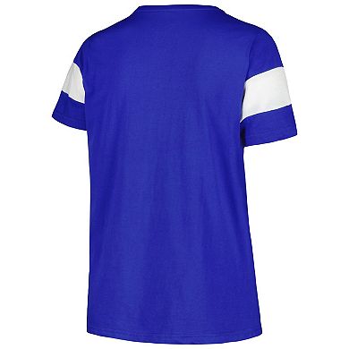 Women's Profile Royal Kentucky Wildcats Plus Size Arched City Sleeve Stripe V-Neck T-Shirt