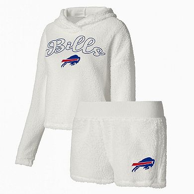 Women's Concepts Sport  White Buffalo Bills Fluffy Pullover Sweatshirt & Shorts Sleep Set