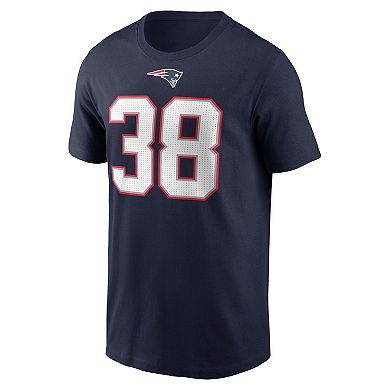 Men's Nike Rhamondre Stevenson Navy New England Patriots Player Name & Number T-Shirt