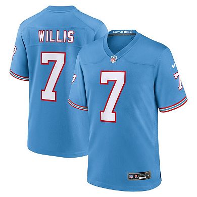 Men's Nike Malik Willis Light Blue Tennessee Titans Oilers Throwback Alternate Game Player Jersey
