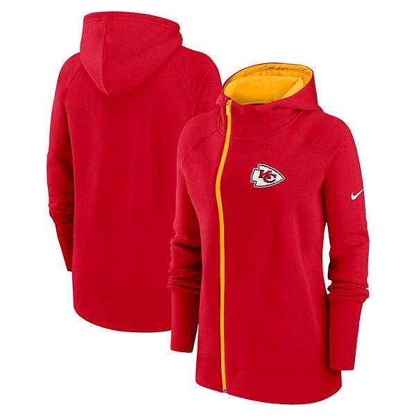 Women's Nike Red Kansas City Chiefs Asymmetrical Raglan Full-Zip Hoodie