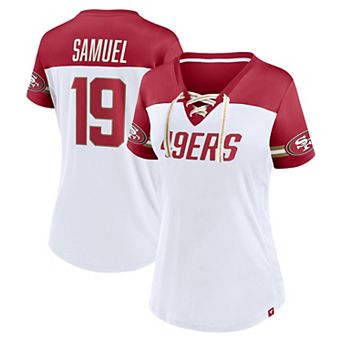 Women's Fanatics Deebo Samuel White San Francisco 49ers Athena Name & Number V-Neck Top