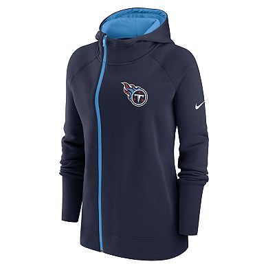 Women's Nike Navy Tennessee Titans Asymmetrical Raglan Full-Zip Hoodie
