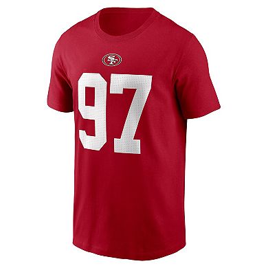 Men's Nike Nick Bosa Scarlet San Francisco 49ers Player Name & Number T-Shirt