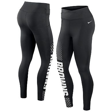 Women's Nike Black Cleveland Browns Yard Line Crossover Leggings