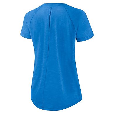 Women's Nike White/Heather Powder Blue Los Angeles Chargers Back Cutout Raglan T-Shirt