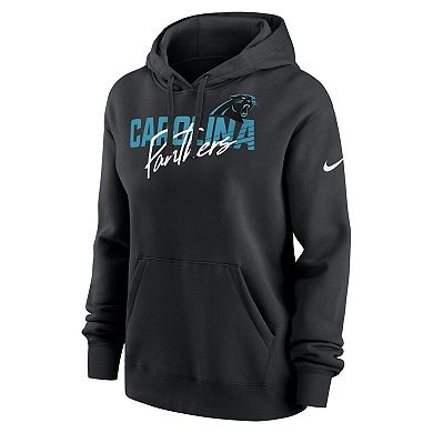 Women's Nike Black Carolina Panthers Wordmark Club Fleece Pullover Hoodie