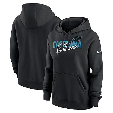 Women's Nike Black Carolina Panthers Wordmark Club Fleece Pullover Hoodie