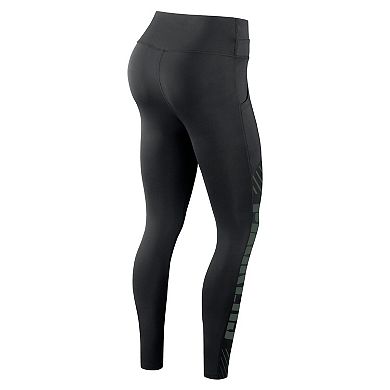 Women's Nike Black Green Bay Packers Yard Line Crossover Leggings