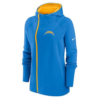 Women's Nike Powder Blue Los Angeles Chargers Asymmetrical Raglan Full-Zip Hoodie