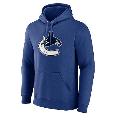 Men's Fanatics Branded Blue Vancouver Canucks Primary Logo Pullover Hoodie