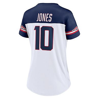 Women's Fanatics Branded Mac Jones White New England Patriots Athena Name & Number V-Neck Top