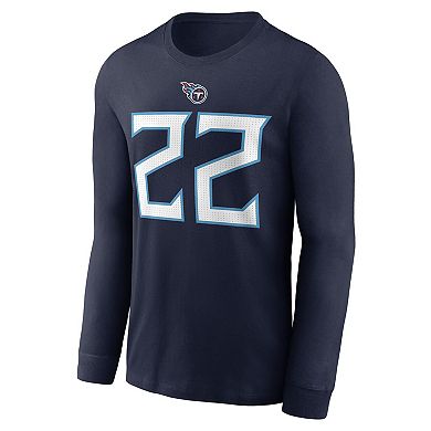 Men's Nike Derrick Henry Navy Tennessee Titans Player Name & Number Long Sleeve T-Shirt